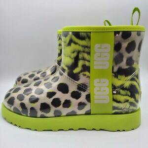 UGG Classic Clear Mini Panther Sulfur Neon Leopard Rain Boots Waterproof Spring
